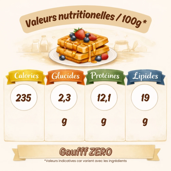 0 gluten - 0 lactose - très faible en glucides